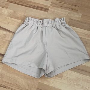 Beige paper bag shorts